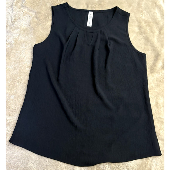 Black Sleeveless Women Black Top Size L 95% Polyester 5% Spandex - Picture 4 of 6